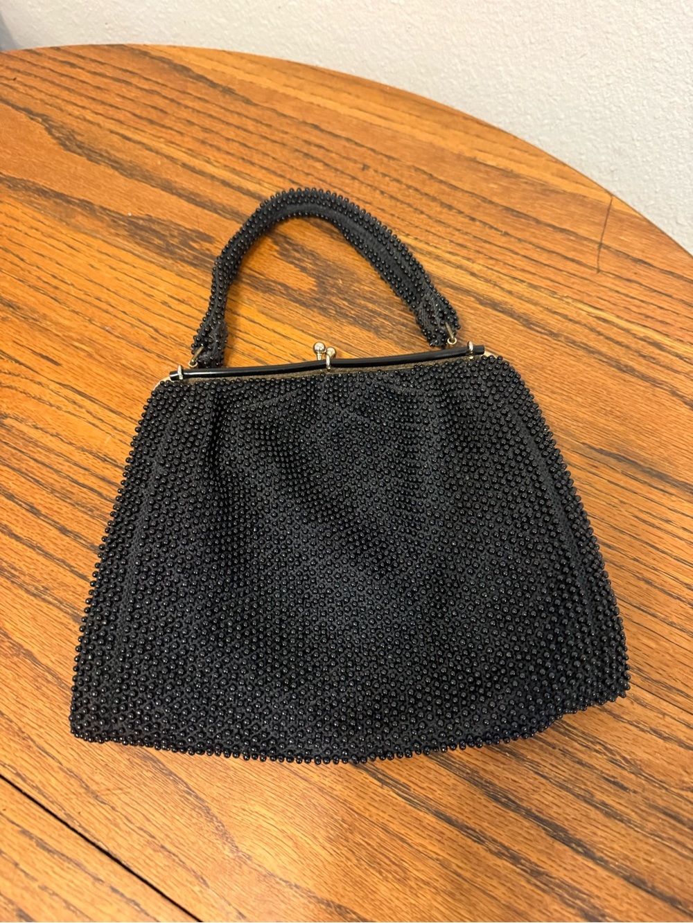 True vintage corde bead mid century clasp purse